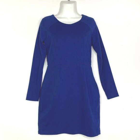 Banana Republic Women Dress Round Neck Long Sleeve Lined Zip Up Size 6P Blue‎ - Picture 1 of 8